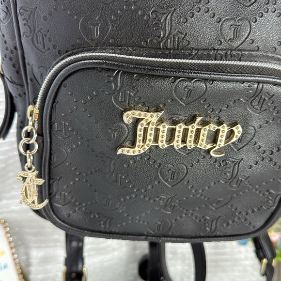 (E4) Juicy Couture Black Backpack with Gold Accents - Picture 2 of 16